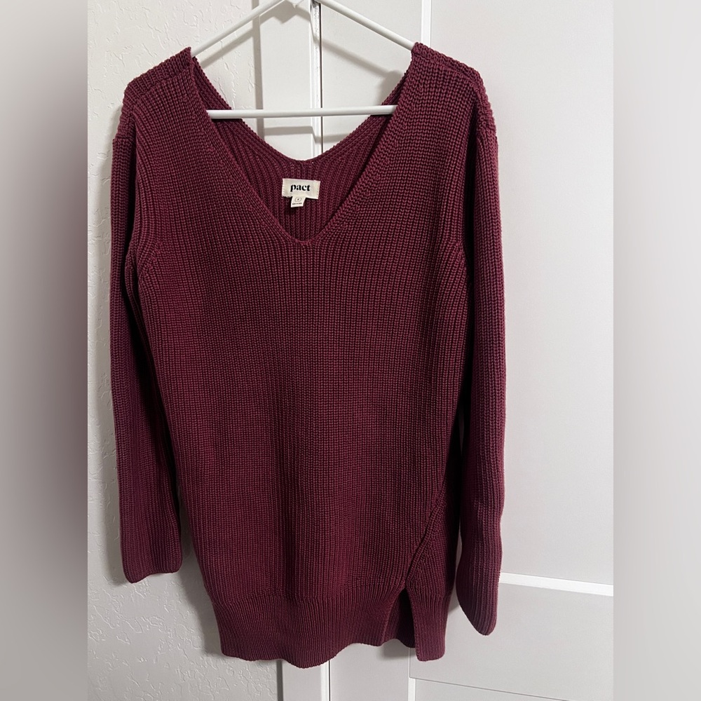 PACT double V neck sweater / tunic
